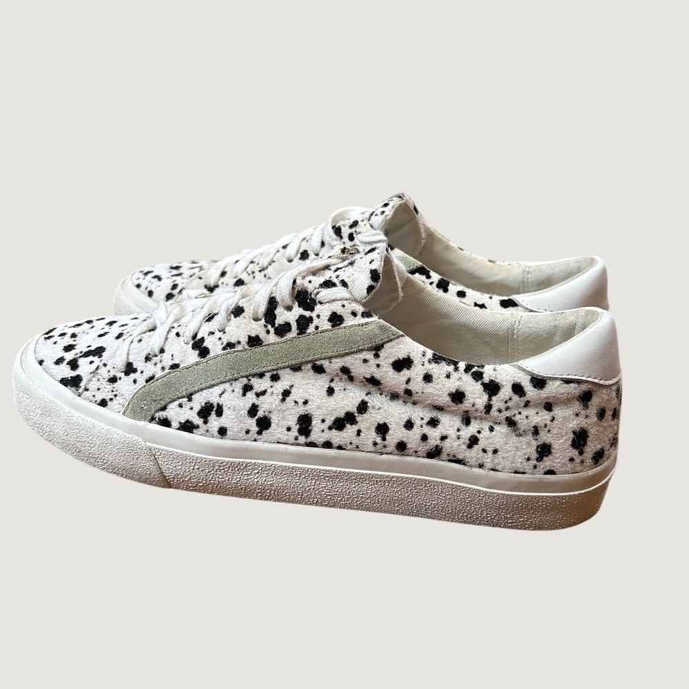 Madewell Sidewalk Low Top Sneakers Women White Black Spotted Calf Hair SIZE 8